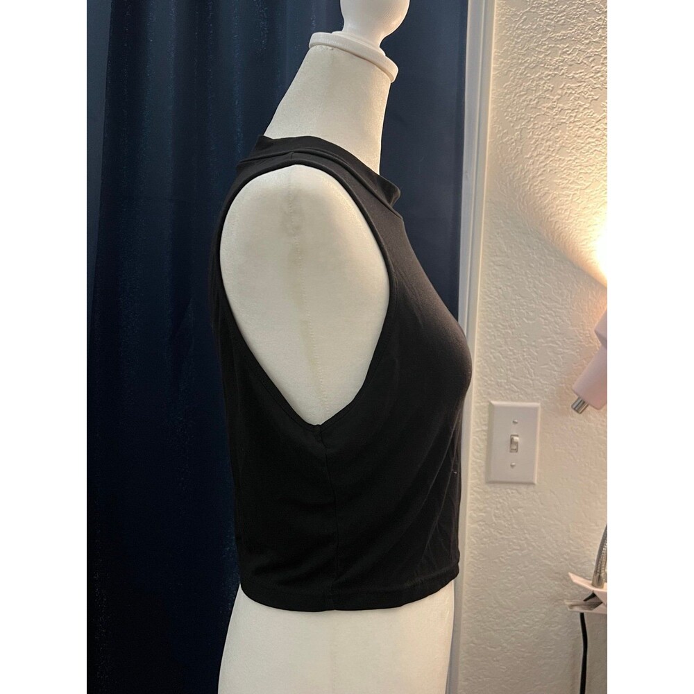 Women's Black Mock Neck Sleeveless Crop Top Black tank top shein women’s XL - Picture 3 of 5